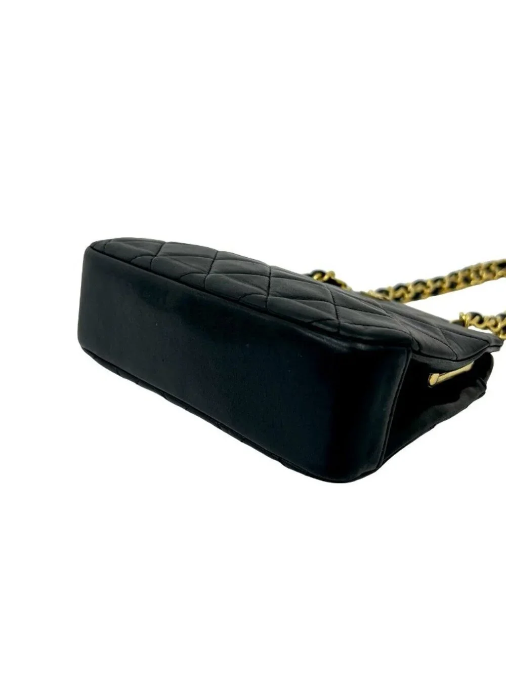 Chanel Vintage Quilted Coco Lambskin Kiss Lock Shoulder Bag Black